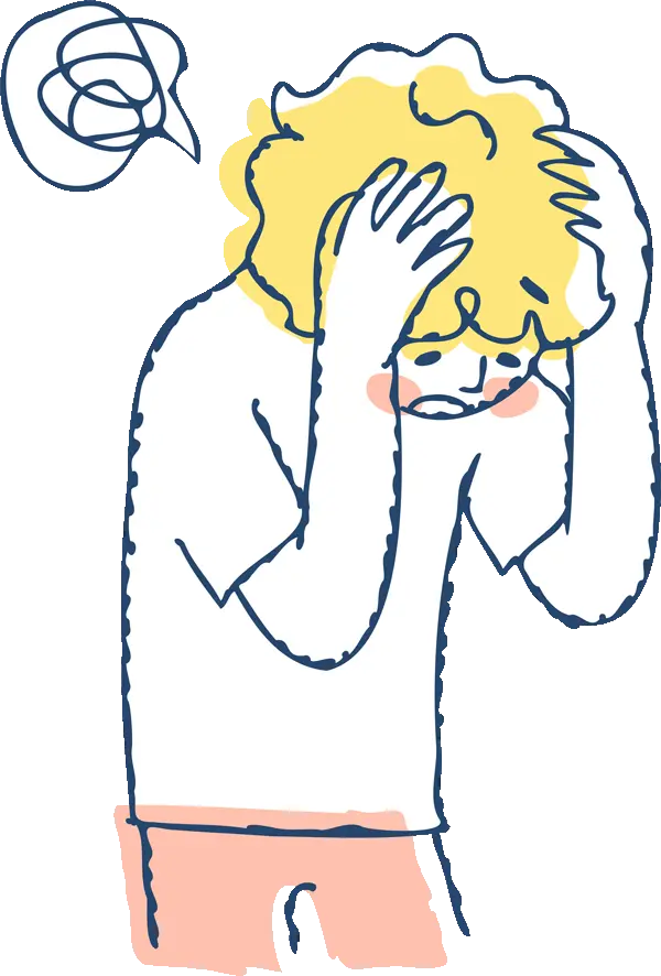 頭を抱える男性のイラスト